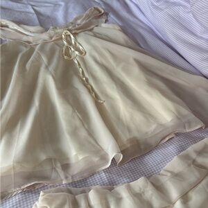 Chiffon Tiered Skirt in Light Beige